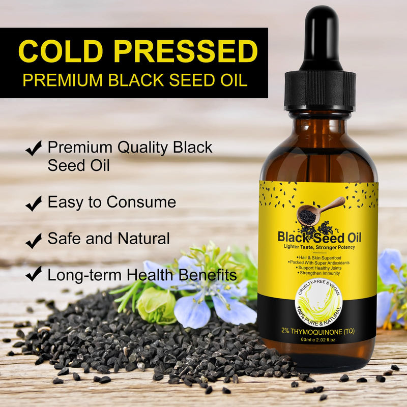 Black Seed Oil – Cold-Pressed, Natural for Hair & Skin Care (2.02 fl oz)