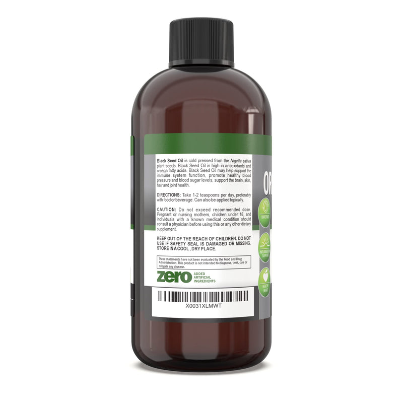 Organic Black Seed Oil – USDA Organic, Thymoquinone Rich, Cold-Pressed (8 oz)