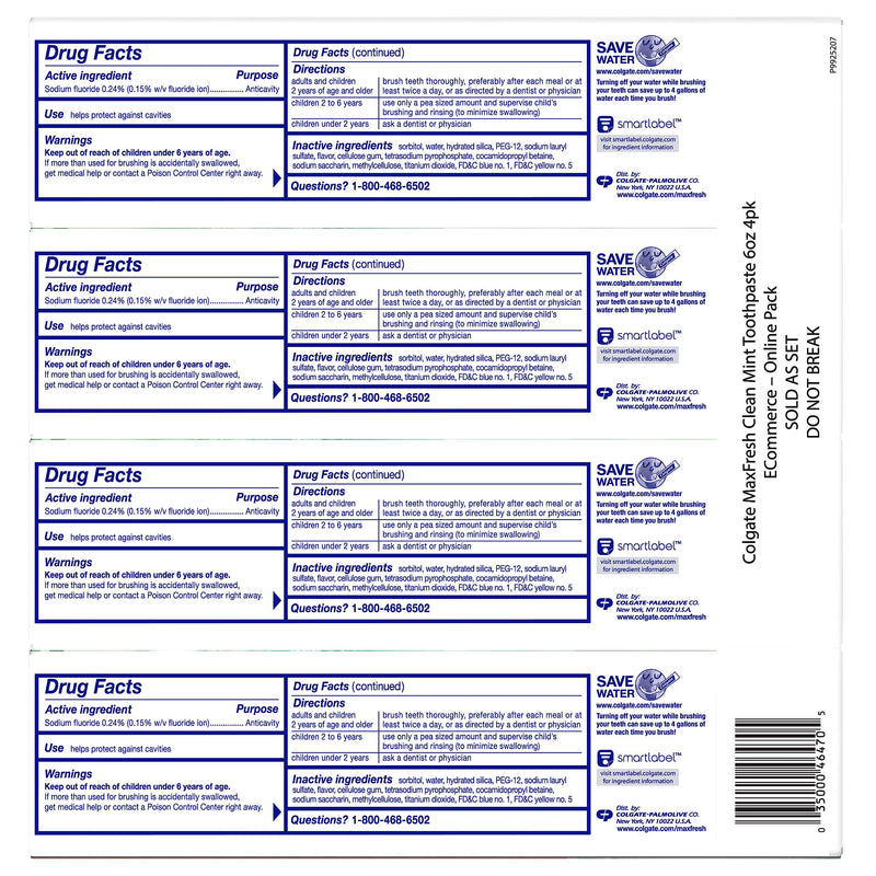 Colgate Max Fresh Whitening Toothpaste with Breath Strips - Clean Mint - 6 oz 4-Pack
