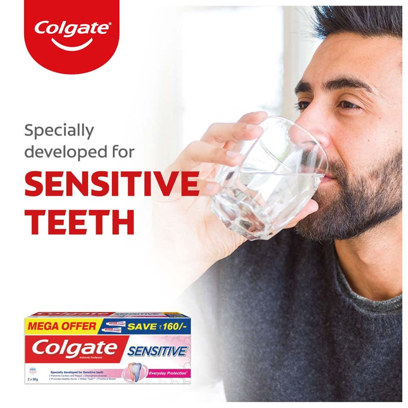 Colgate Sensitive Everyday Protection Toothpaste - 160g (2x80g) for Sensitive Teeth & Healthy Gums