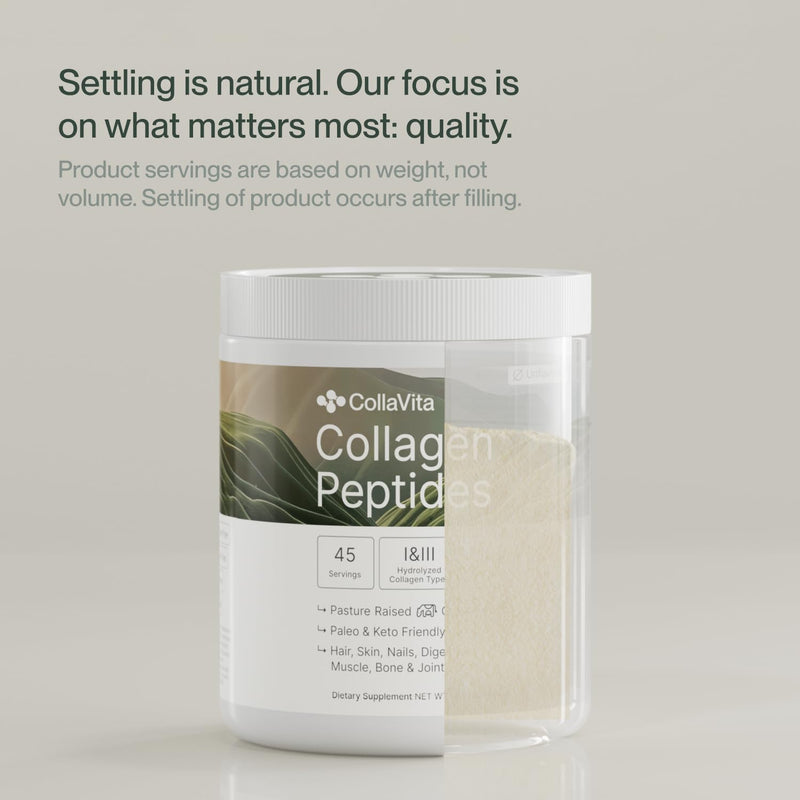 Colla Vita Collagen Peptides Powder – Grass-Fed, Hydrolyzed Type I & III, Unflavored 2 Pack (10 oz each, 30 Servings) | Hair, Skin, Nails & Joints