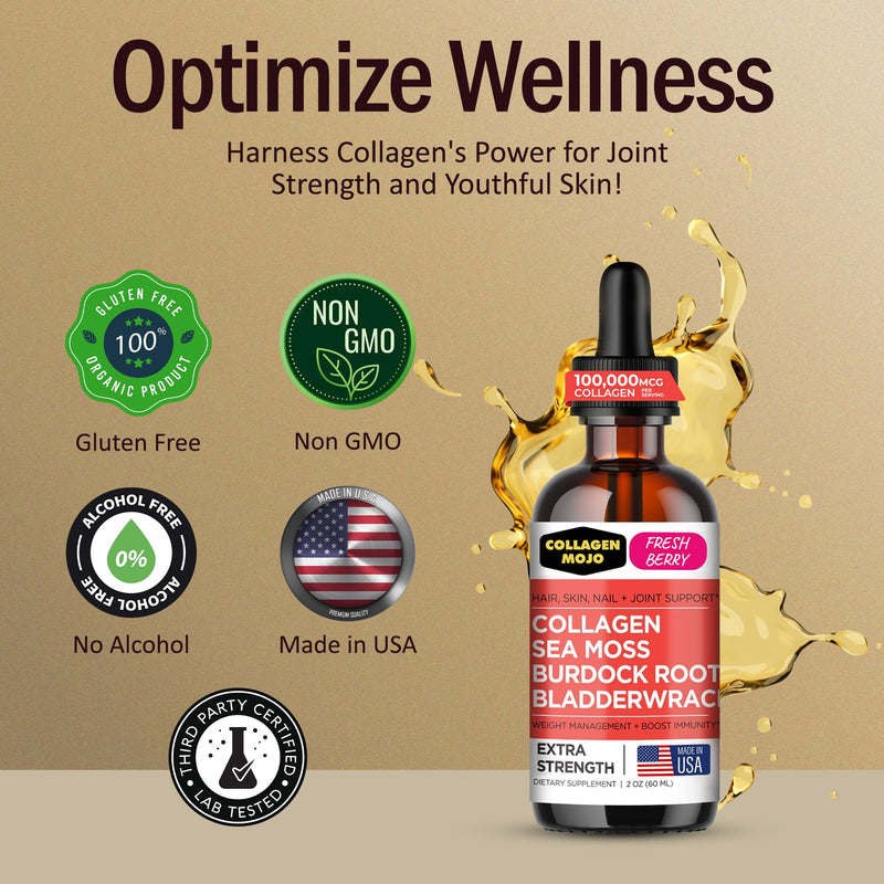 Collagen Mojo – Liquid Collagen for Women & Men | 100,000mcg, Hair, Skin, Nails, Joints