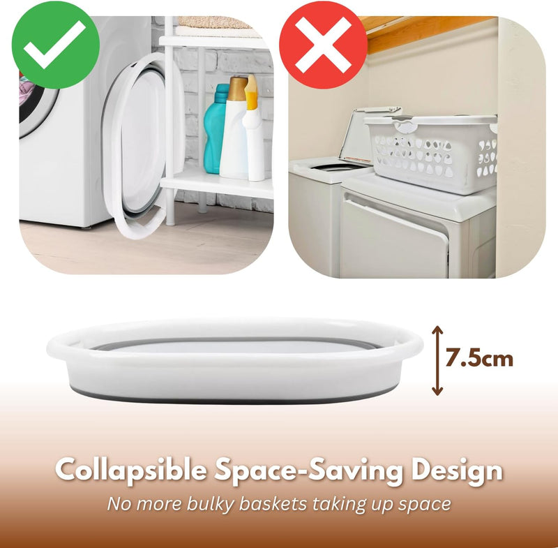 22L Collapsible Laundry Basket with Handles Space Saving Grey