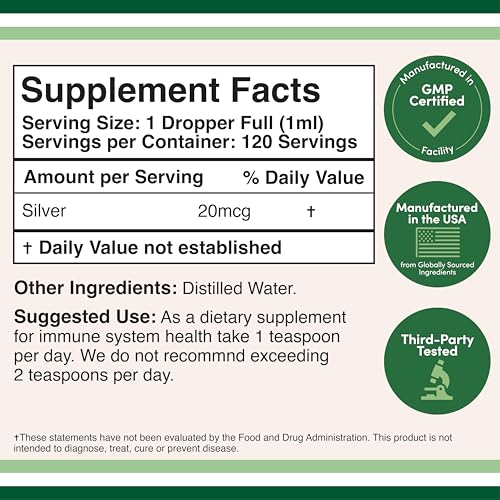 Colloidal Silver Liquid 20 PPM - 4 Fl Oz | Double Wood Supplements
