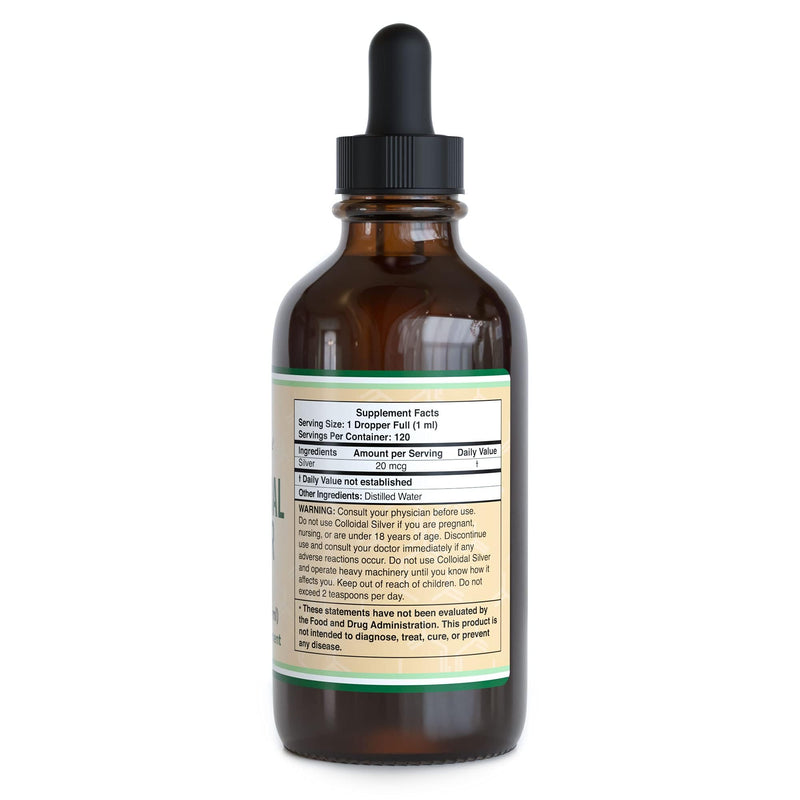 Colloidal Silver Liquid 20 PPM - 4 Fl Oz | Double Wood Supplements