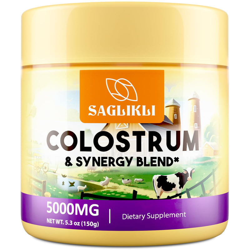 Colostrum Powder 5,000 mg – Grass-Fed Bovine with Prebiotics, Probiotics, Lactoferrin & PRP (30 Servings)