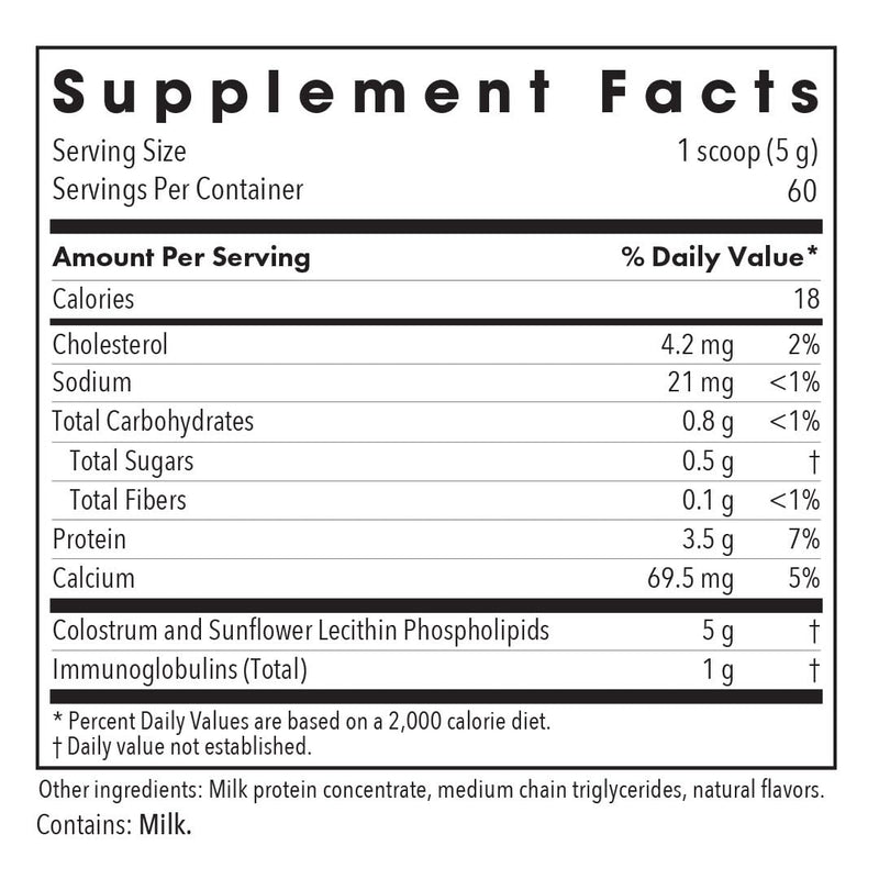 ARG Phospholipid Colostrum Supplement – Bovine Colostrum Powder, Sunflower Phospholipids, 60 Day Supply
