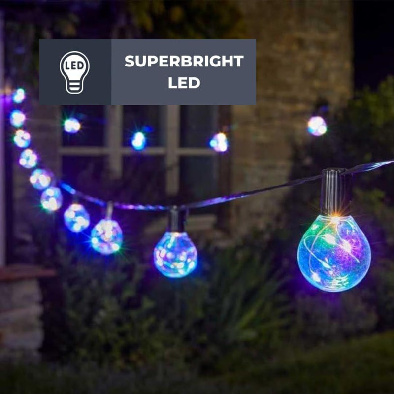14.5m Multi Coloured LED Festoon String Lights Mains Powered