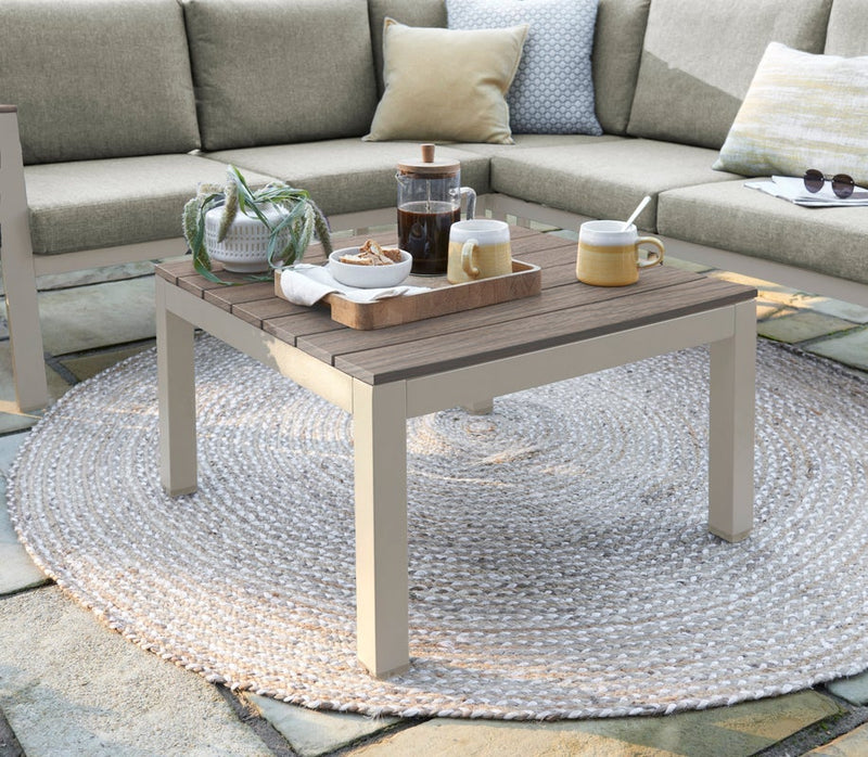 Easton Beige Mini Corner Set with Poly Wood Table Top and Sides