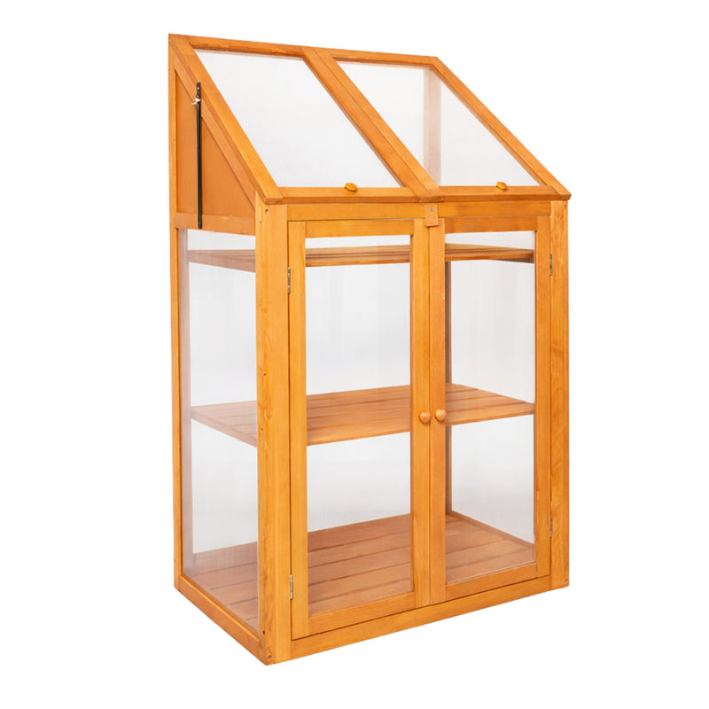 Large 3 Tier Wooden Garden Greenhouse with Polycarbonate Panels