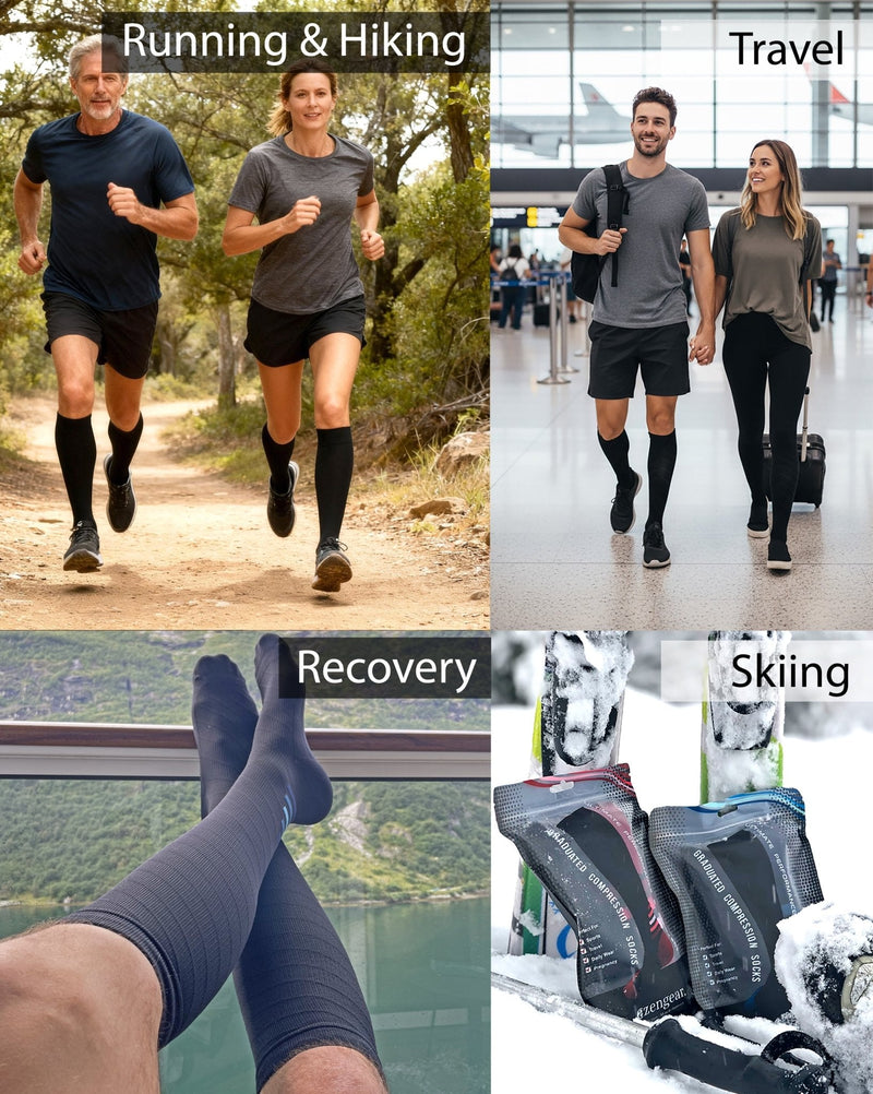 Compression Socks for Women & Men (20-30 mmHg), Knee-High Flight Socks