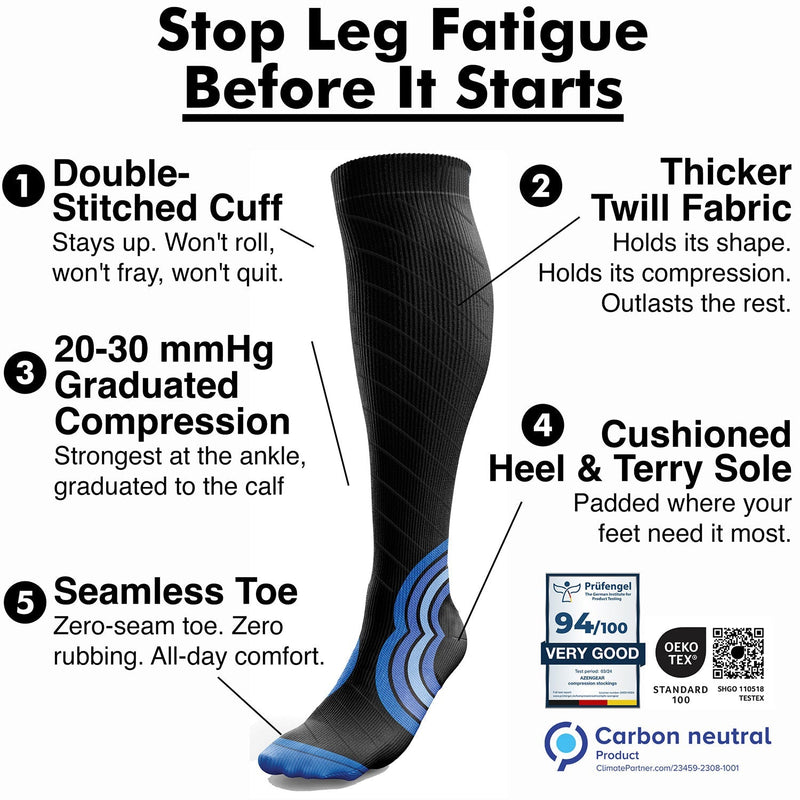 Compression Socks for Women and Men - Seamless Toe, Padded Heel and Sole