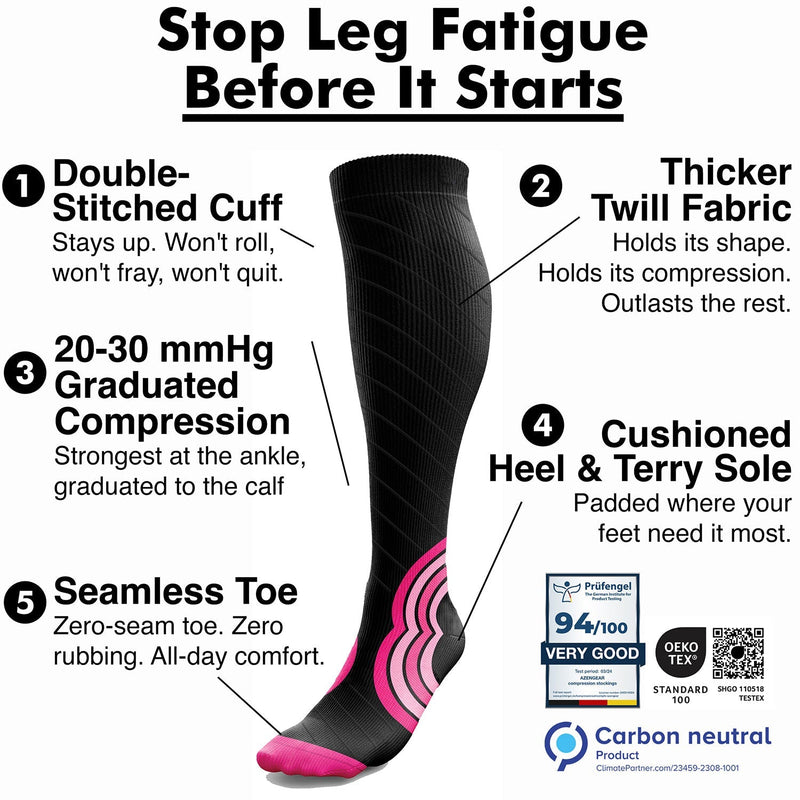 Compression Socks for Women and Men - Seamless Toe, Padded Heel and Sole