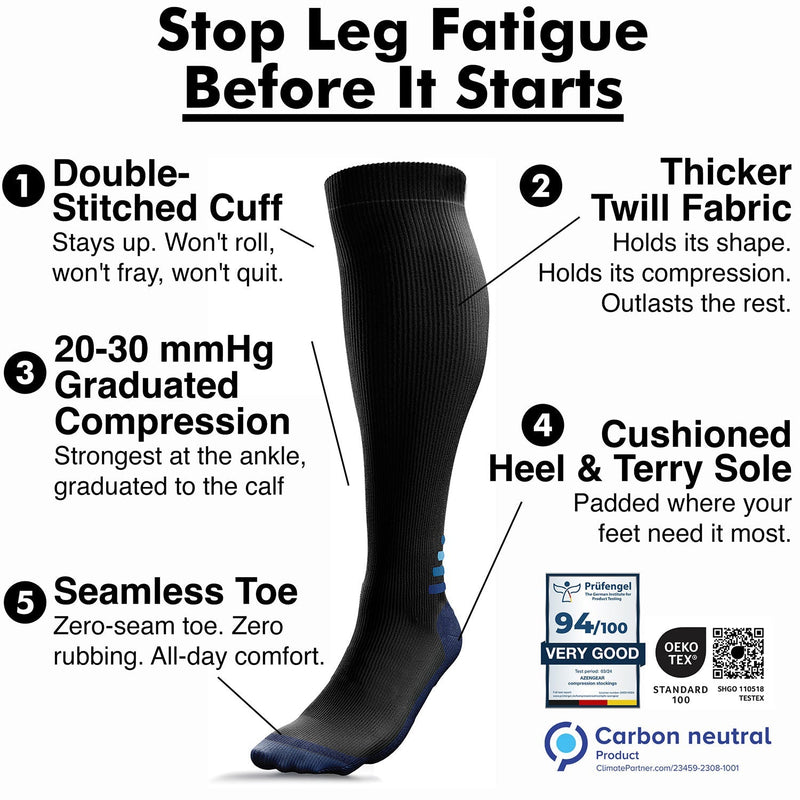 Compression Socks for Women & Men (20-30 mmHg), Knee-High Flight Socks