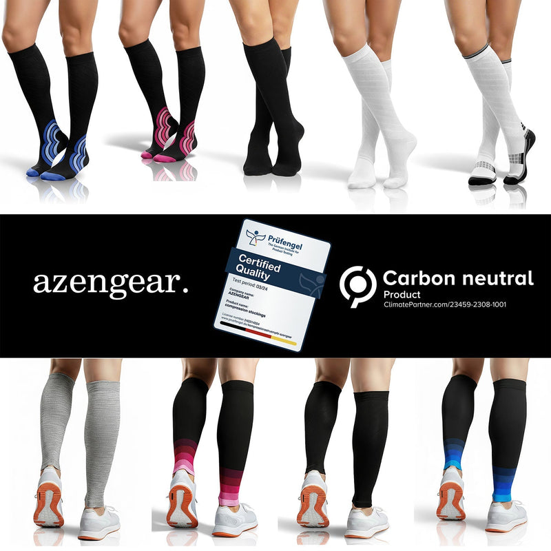 Compression Socks for Women & Men (20-30 mmHg) Knee-High Flight Socks, Calf Support for Travel, Running - Seamless Toe, Padded Heel and Sole