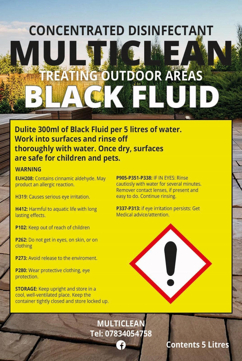 Concentrated Disinfectant Multiclean for Treating Outdoor Areas - Black Fluid 5 Litre