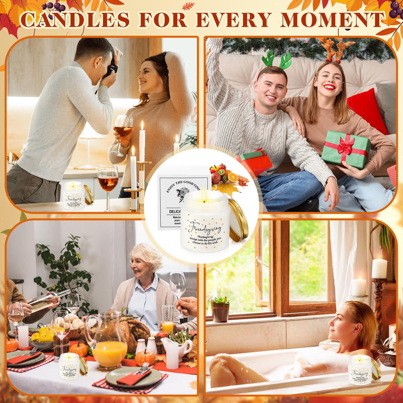 Conelist 3-Piece Thanksgiving Candles Set - 3.5 oz Soy Wax Glass Jars, Pumpkin Scented