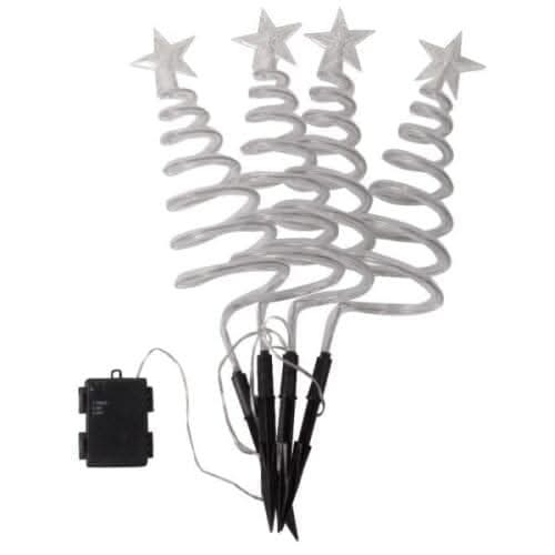 4 Pack Spiral Christmas Tree Stake Lights with 40 White LEDs