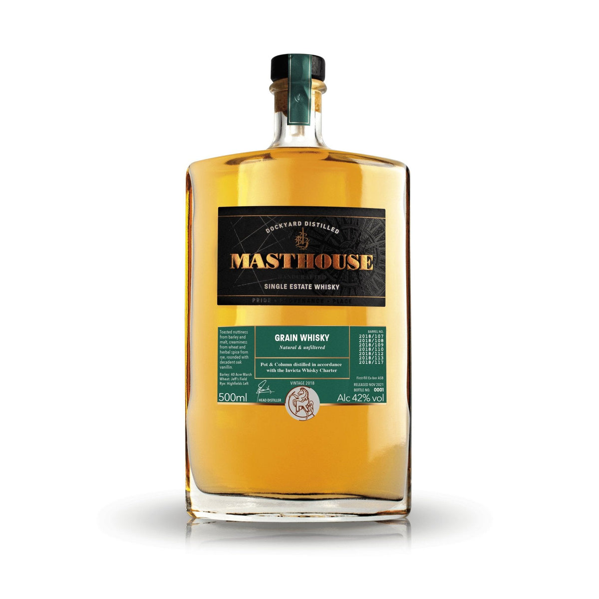 Copper Rivet Distillery Masthouse Single Grain English Whisky, 50cl ...