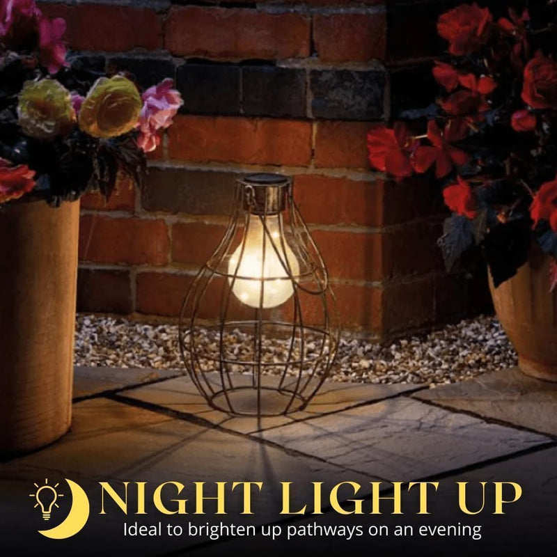 Solar Copper Firefly Lantern with LED Lights Hanging Garden Lantern