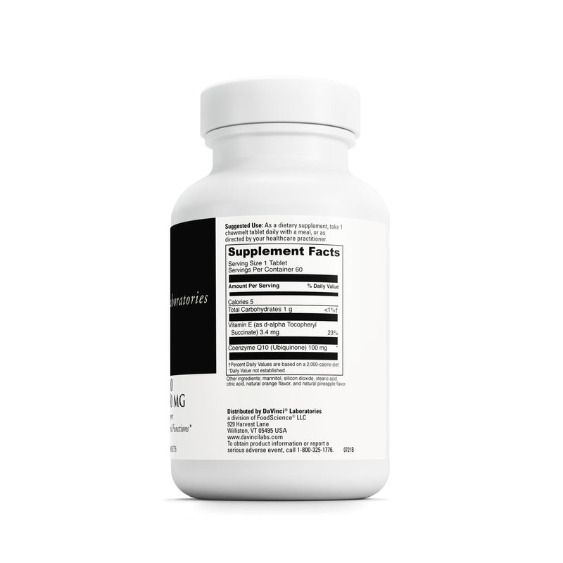 DAVINCI Labs CoQ10 ChewMelt 100mg – Supports Liver, Brain & Heart Health | 60 Tabs