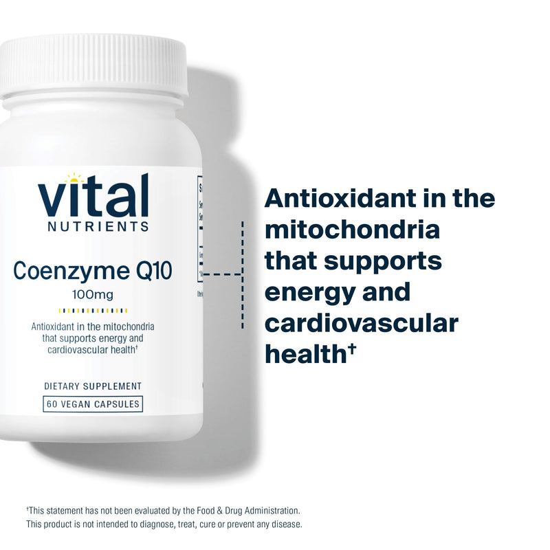 Vital Nutrients CoQ10 100mg – Vegan CoQ10 Supplement | Heart Health & Energy