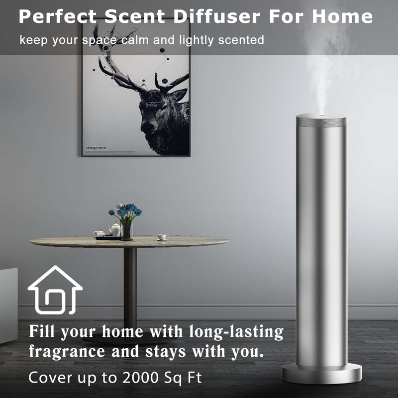 2025 Upgraded Cordless Rechargeable Diffuser with Bluetooth App Control - Large Room Scent Diffuser (Silver)