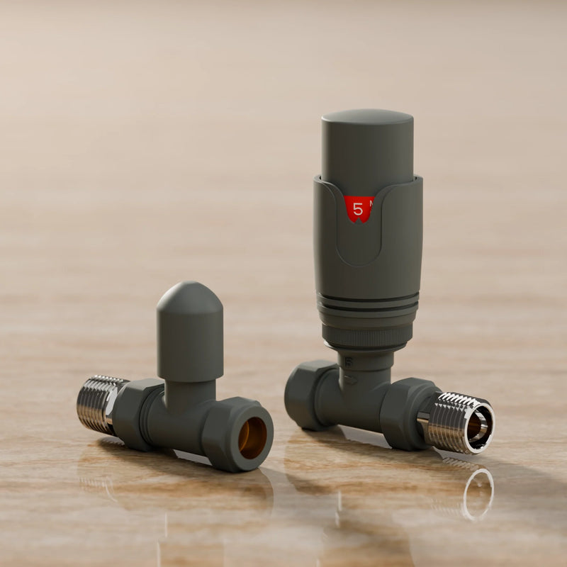 Essenziale Straight Thermostatic Radiator Valve Set Anthracite
