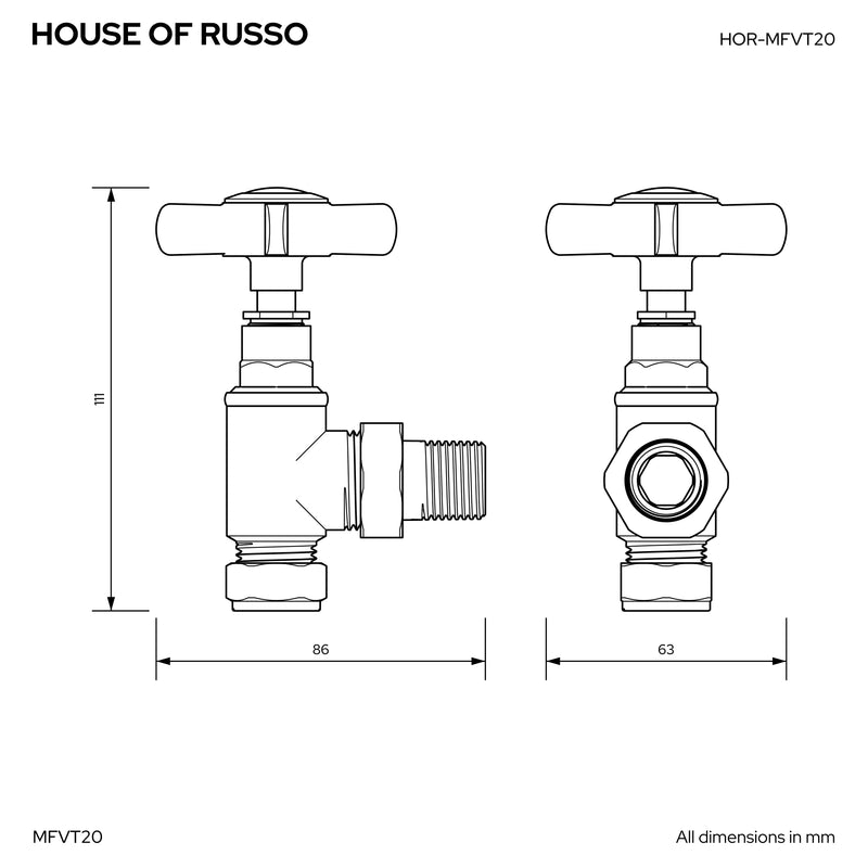 Montefalco Angled Manual Radiator Valve Set White