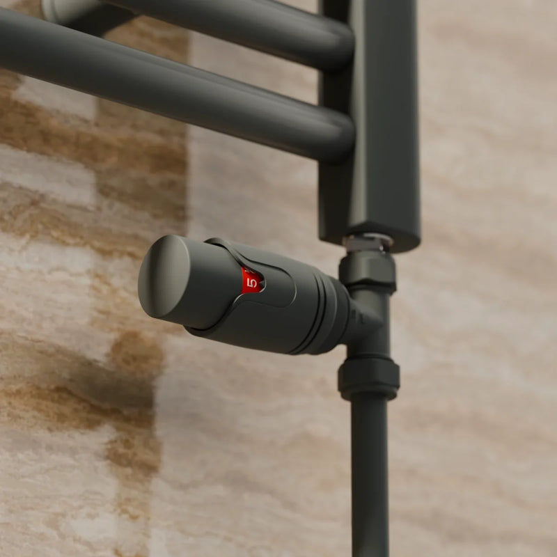 Essenziale Straight Thermostatic Radiator Valve Set Anthracite