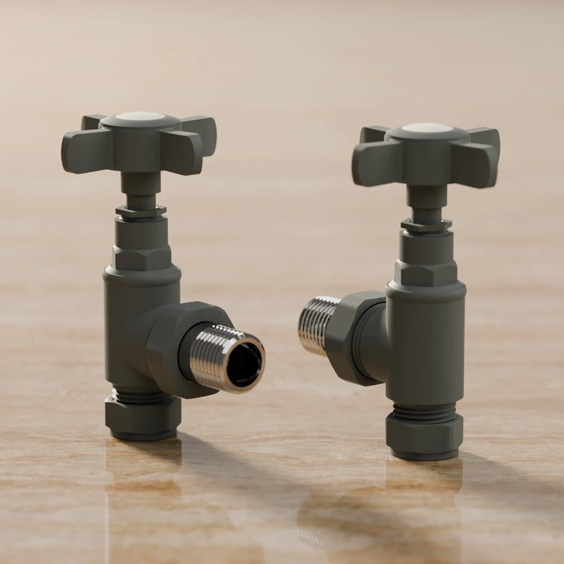 Montefalco Angled Manual Radiator Valve Set Anthracite