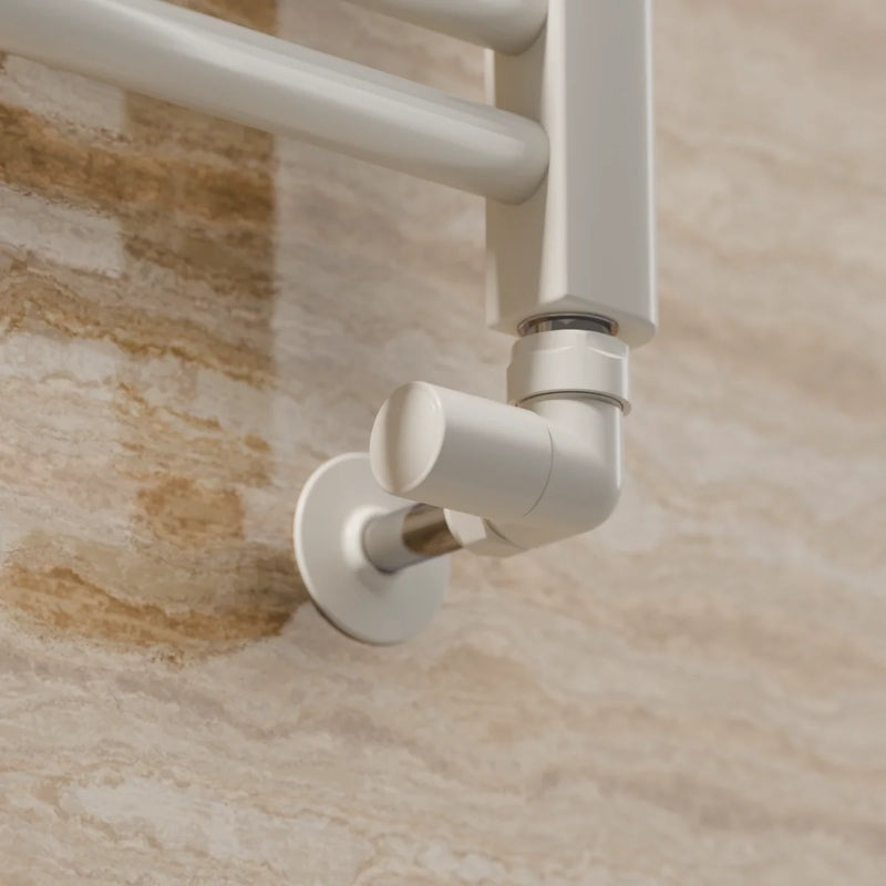 Essenziale Corner Round Manual Radiator Valve Set White