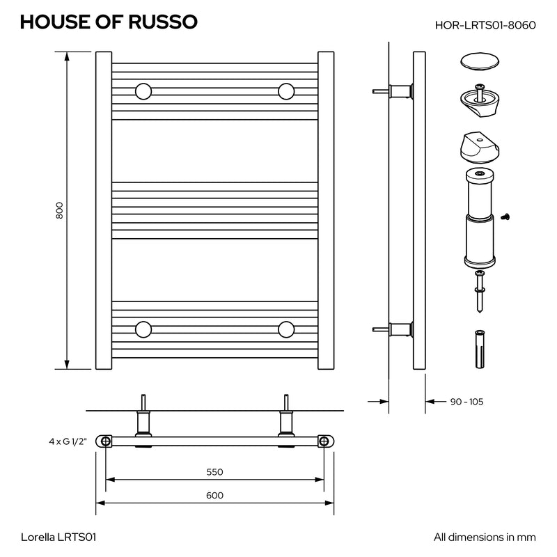 Lorella Towel Rail 800 x 600 White