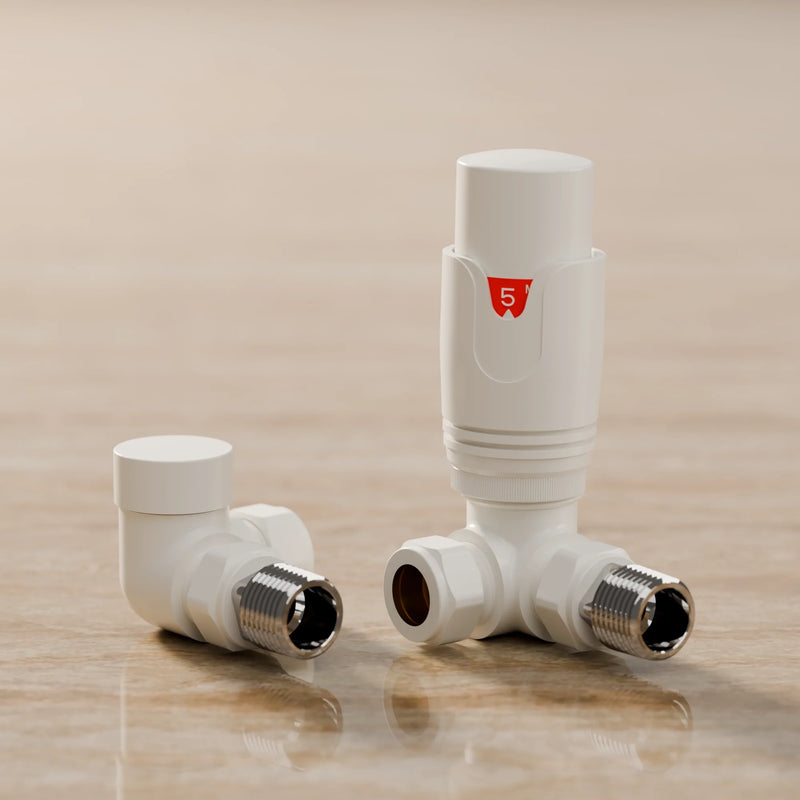 Essenziale Corner Thermostatic Radiator Valve Set White