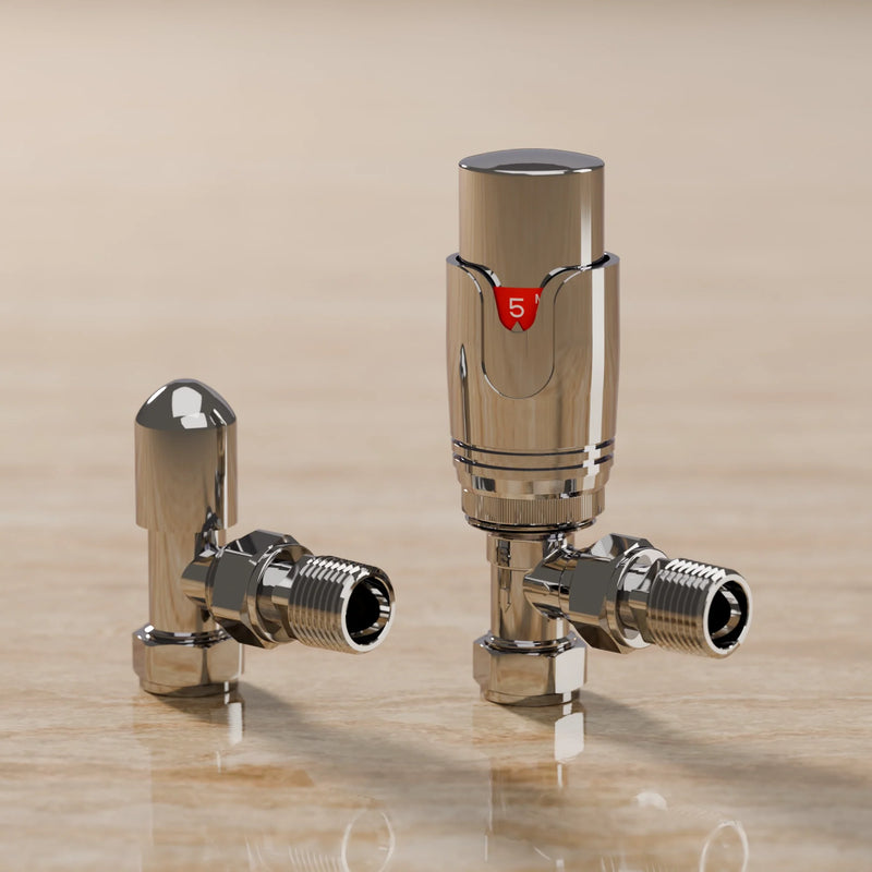 Essenziale Angled Thermostatic Radiator Valve Set Chrome