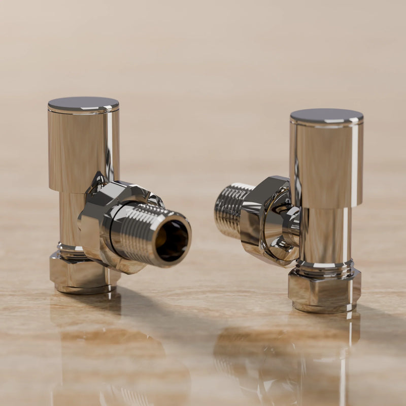 Essenziale Angled Round Manual Radiator Valve Set Chrome
