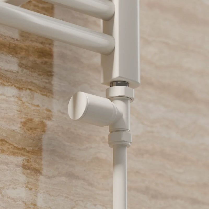 Essenziale Straight Round Manual Radiator Valve Set White