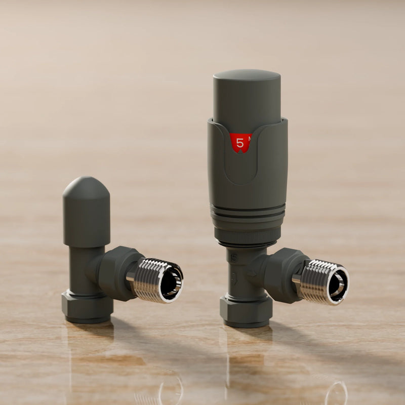 Essenziale Angled Thermostatic Radiator Valve Set Anthracite