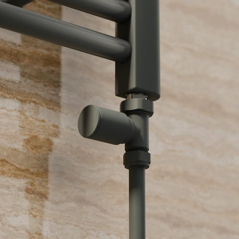 Essenziale Straight Round Manual Radiator Valve Set Anthracite