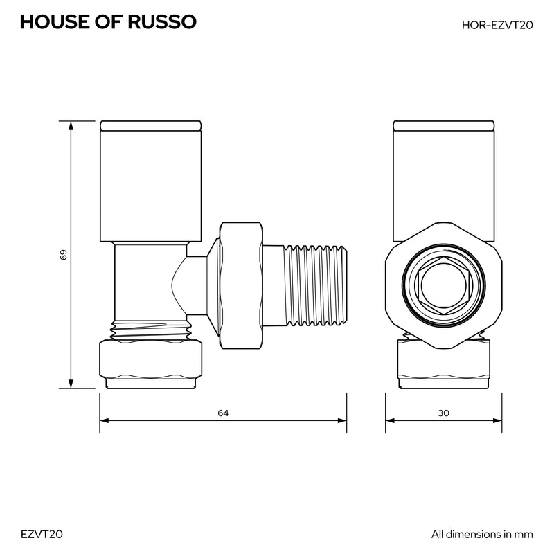 Essenziale Angled Round Manual Radiator Valve Set Anthracite