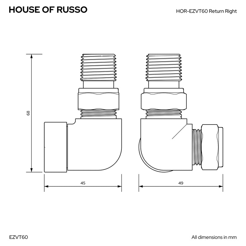 Essenziale Corner Thermostatic Radiator Valve Set Anthracite