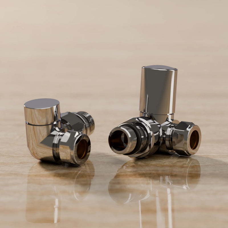 Essenziale Corner Round Manual Radiator Valve Set Chrome