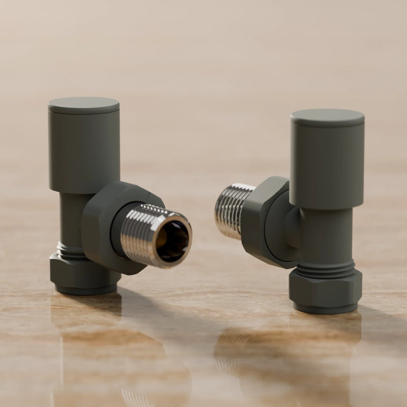 Essenziale Angled Round Manual Radiator Valve Set Anthracite