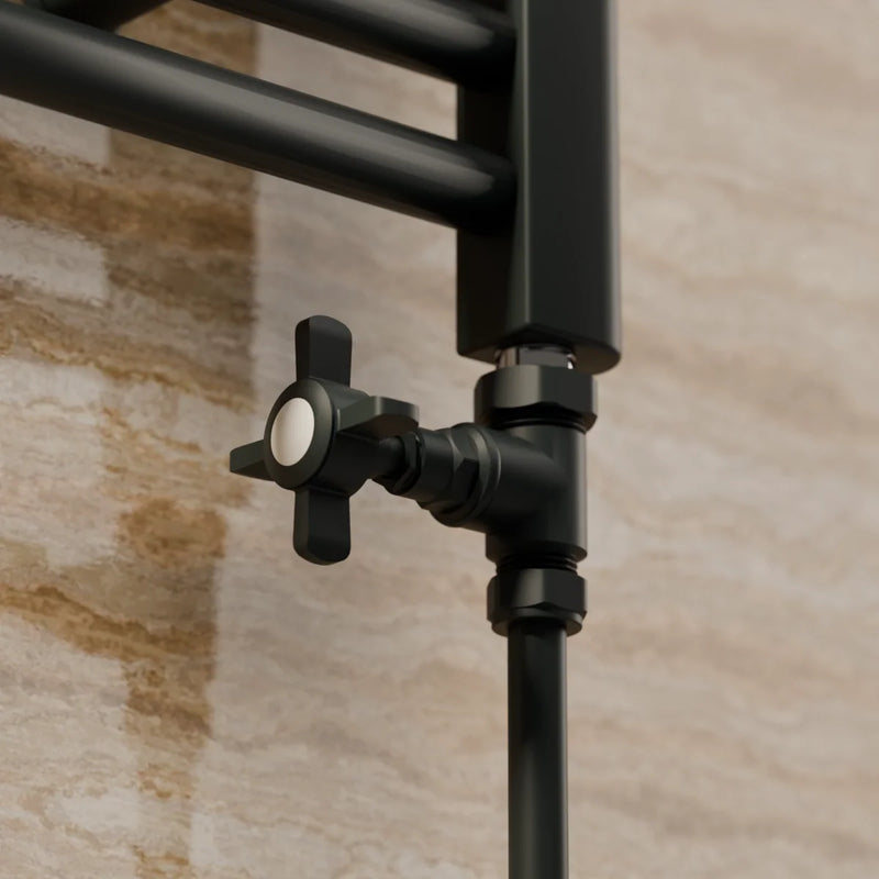 Montefalco Straight Manual Radiator Valve Set Black