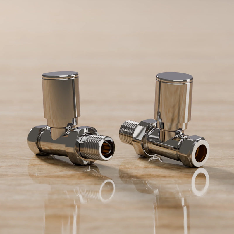 Essenziale Straight Round Manual Radiator Valve Set Chrome