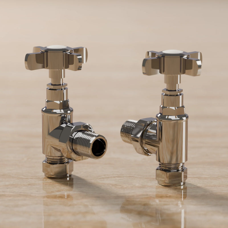 Montefalco Angled Manual Radiator Valve Set Chrome