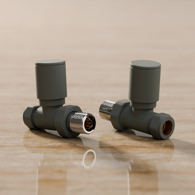 Essenziale Straight Round Manual Radiator Valve Set Anthracite
