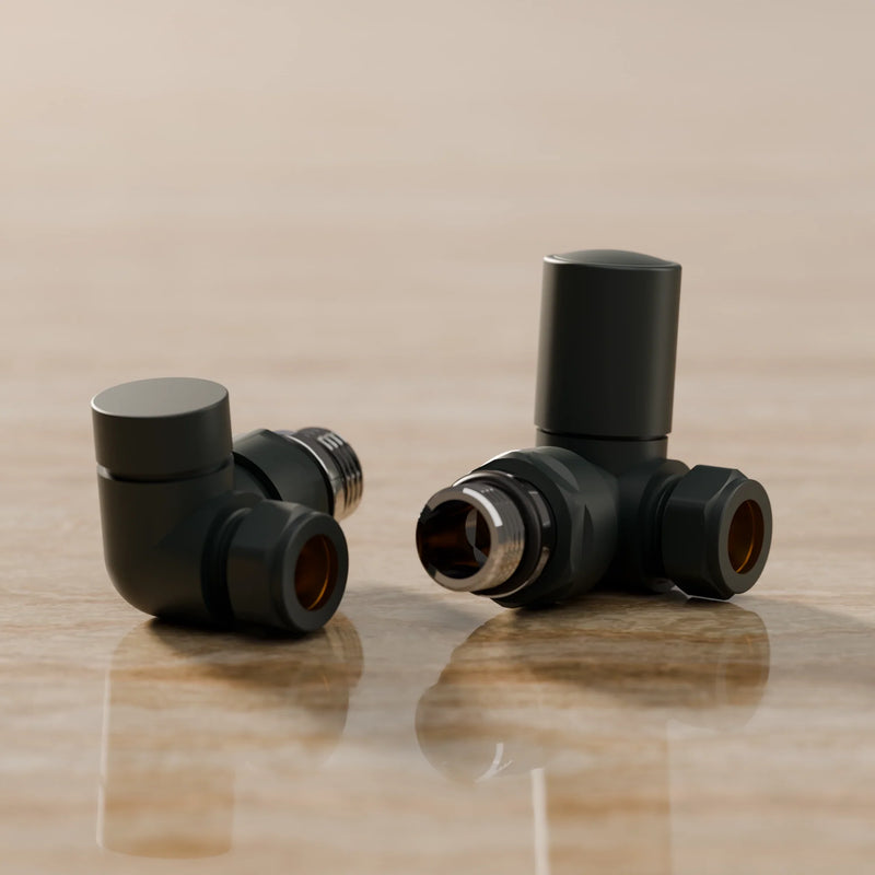 Essenziale Corner Manual Radiator Valve Set Black