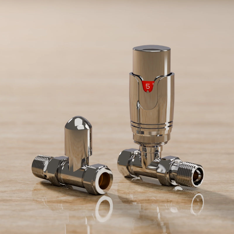 Essenziale Straight Thermostatic Radiator Valve Set Chrome