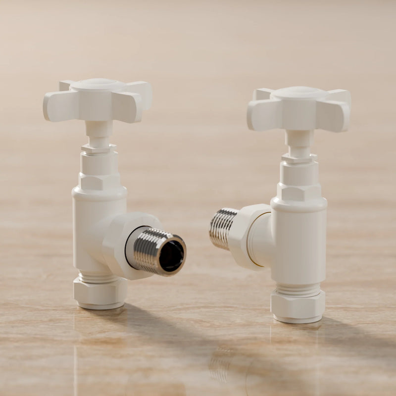 Montefalco Angled Manual Radiator Valve Set White
